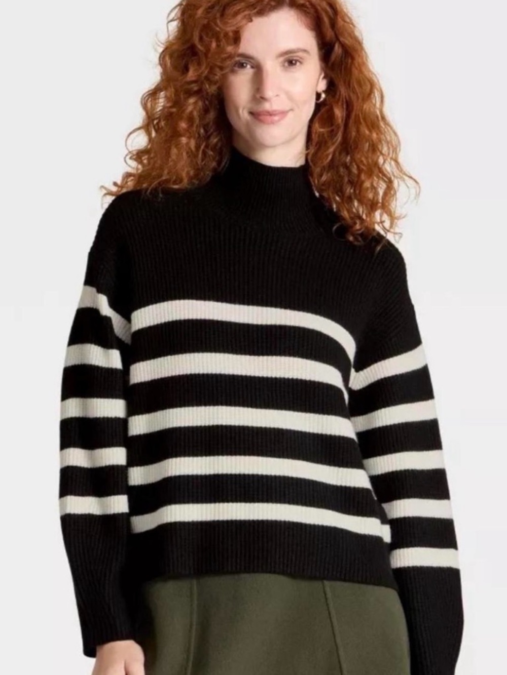 GAP Black & White Striped Mock Neck Sweater